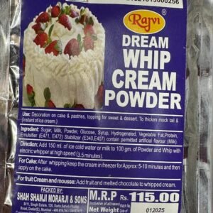 TPV® 1 PC White Rajvi Whip Cream Powder (100 Gm), Used for Decorating Cakes, Pastries, Topping for Sweets, and Desserts, To thicken Mocktail, Can be used in Fruits