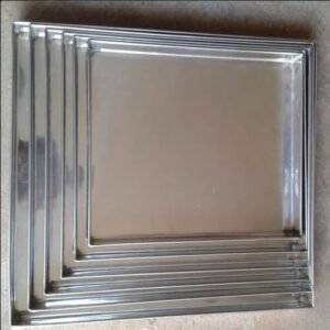 TPV® - 5Pcs Set Aluminium Square Multi-Purpose Deep Trays For Serving/ Baking/ Sweets/ Freezer -(7''- 8''- 9'' - 10'' - 11'') Height 1 Inch