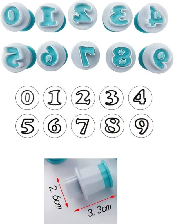 TPV® 10 Pcs Push Easy Big Number Fondant, Sugarpaste, Cookie Cutter