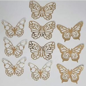 TPV® 10Pcs Bronze Butterfly Paper Topper For Cake And Cupcake Decoration