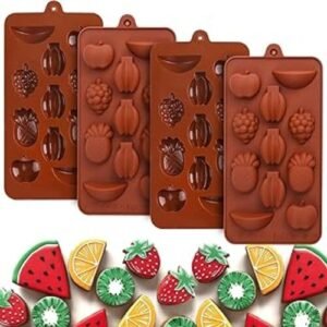TPV® 11-Cavities Cute Lovely Cute Fruits Banana Pineapple Orange Apple Shape Ice/Sugar/Chocolate/Cake Decorative Silicone Mini Cube Craft Fondant Mold Tray (Random Colour)