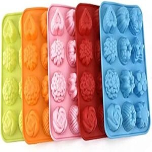 TPV® 12 Cavity Rose Flower Heart Candy Silicone Bakeware Mould For Cake Chocolate Mold Jelly Pudding Dessert Molds Chocolate Making Baking Silicone Mould