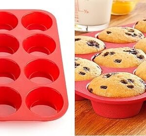 TPV® - 12 Cavity Muffin Shape Silicone Mould For Cupcake, Chocolate, Jelly And Candy, Colour-Random