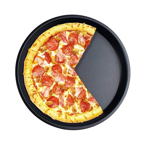 TPV® 12 Inches, 1.5 Inches Deep Black Pizza Pan Aluminum Alloy Baking Pie Dish Nonstick Round For Microwave Oven