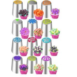 TPV® 12 Pcs Russian Piping Nozzles Cake Decoration Tips Set (Multi Designs)