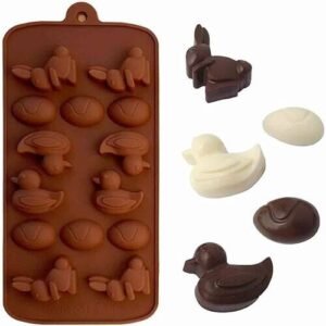 TPV® 14-Cavity Rabbit Bunny,Duck Egg Silicone Chocolate Mould,Cookie Mould.