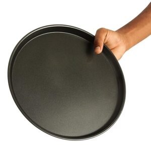 TPV® - 14Inch Nonstick Pan Non Stick Round Plate Cake Pizza Tray Baking Mould | Bake Ware Pizza Pan Used In Microwave Oven, Otg | Baking Tray Plate Pizza Baking Tools - Black
