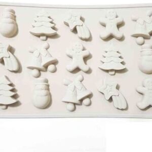 TPV® 15-Cavity Christmas Tree,Jingle Bell Chocolate Silicone Mould For Homemade Soap, Cake, Cupcake, Pudding, Jelly, Bread,Soap Ice Cube Tray Mould Mold Shape Silicone Brown Chocolate Moulds