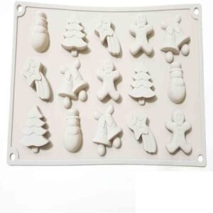TPV® 15-Cavity Christmas Tree,Jingle Bell Chocolate Silicone Mould For Homemade Soap, Cake, Cupcake, Pudding, Jelly, Bread,Soap Ice Cube Tray Mould Mold Shape Silicone Brown Chocolate Moulds