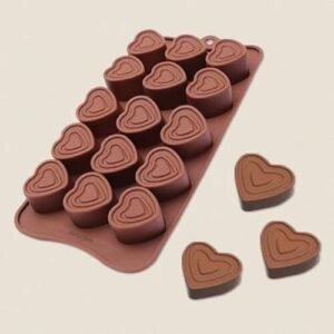 TPV® 15-Cavity Heart In Heart Shape Silicone Brown Chocolate Moulds,Ice Moulds