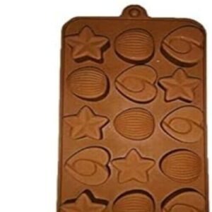 TPV® 15-Cavity Hearts,Stars And Shells Shape Silicone Brown Chocolate Moulds