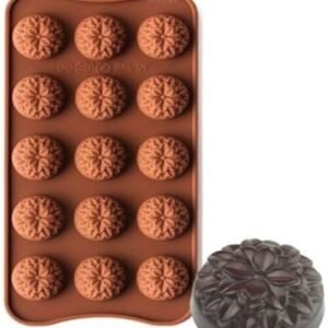 TPV® 15-Cavity Marygold Flowers Shape Silicone Brown Chocolate Moulds