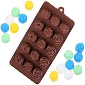TPV® 15-Cavity Mix Flowers Shape Silicone Brown Chocolate Moulds