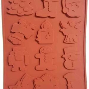 TPV® 15-Cavity New Christmas Tree,Candle,Christmas Shoes, Christmas Star Chocolate Silicone Mould For Homemade Soap, Cake, Cupcake, Pudding, Jello, Bread,Soap Ice Cube Tray Mould Mold Shape Silicone Brown Chocolate Moulds