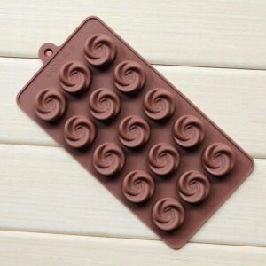 TPV® 15-Cavity Rose Flower Shape Silicone Brown Chocolate Moulds