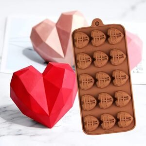 TPV® – 15 Cavity Silicone Diamond Heart Chocolate Mould