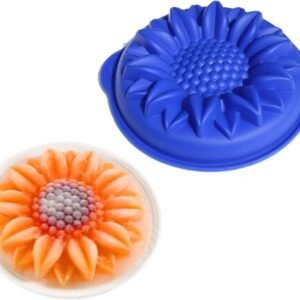TPV® - 1Pc 3D Sunflower Chrysanthemum Birthday Cake Silicone Mold Shallow Pan Bread Pizza Baking Tray 8 Inch