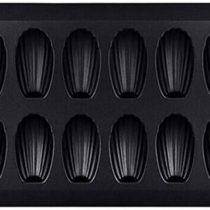 TPV®- 1Pcs 12-Cavity Shell Shape Madeleine Pan Mould Carbon Steel Metallic Nonstick Muffin Cake Chocolate Pastry Baking Molds - Black