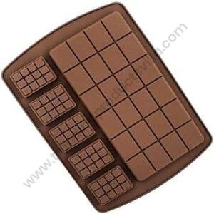 TPV® 2 In 1 Chocolate Silicon Bar Candy Mould - Soft Flexible Food-Grade - Mini Bar And Big Bar Silicon Mould - 6 Cavity - Silicon Moulding Tray (Random Colour, 7.5")
