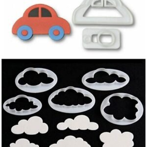 TPV® 2 Piece Set Car Shape Fondant Cutter And 5 Piece Cloud Cutter For Cake