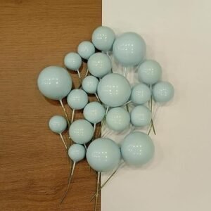 TPV® – 20 Pc Blue Faux Balls Topper For Cake & Cupcake Decoration.