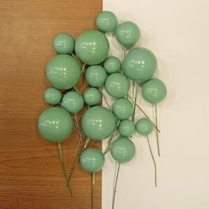 TPV® – 20 Pc Pastel Green Faux Balls Topper For Cake & Cupcake Decoration.