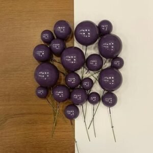 TPV® – 20 Pc Purple Faux Balls Topper For Cake & Cupcake Decoration.
