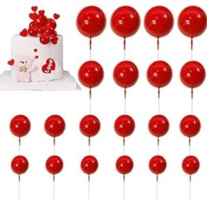 TPV® – 20 Pc Red Faux Balls Topper For Cake & Cupcake Decoration.