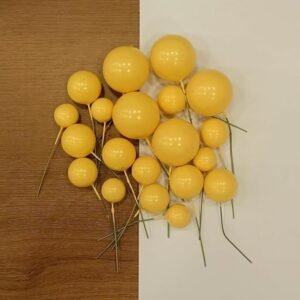 TPV® – 20 Pc Yellow Faux Balls Topper For Cake & Cupcake Decoration.