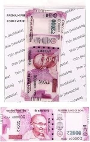 TPV® Pre-Cut Wafer Paper Cake Topping Cake Decor Edible Stick-On Cake Decor Decorations For Cake, Cupcake And Pastry Indian Currency 500 & 2000 Rupees Note - 6 Pcs