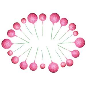 TPV® – 20Pc Pink Glitter Faux Balls Cake Topper For Cake & Cupcake Decoration.