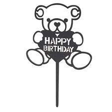 TPV® Black Teddy Bear Cake Topper 1 Pc (Gold) Pack of 1