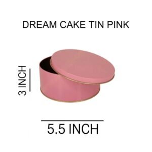 TPV® Pink Metallic Round Dream Cake Tin 5.5 x 3 Inch Stainless steel | Plum Cake Tin | Gift Box For Special Occasion with Lid 5.5 x 3 Inch Pack of 1