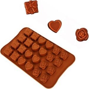 TPV® 24 Cavity Silicon Chocolate, Rose Heart Box Shape Candy, Cupcake Baking Mold