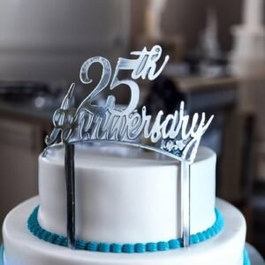 TPV® 25Th Wedding Anniversary Cake Topper, Wedding Anniversary Party Decoration