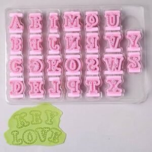 TPV® 26 Pc Plastic Alphabet Letter Impress Biscuit Cookie Cutter Uppercase Press Stamp Embosser