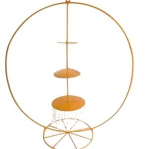 TPV® Round Shape Cake Spacer 3 tier - Metal Stand, Golden Cake Separator with diamond decoration ( Foldable )