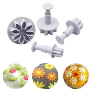 TPV® - 3Pcs Flower Plunger Cutters Daisy Cake Cutter Mold Cake Decorating Tools Fondant Sugarcraft Biscuit Cookie Cutters