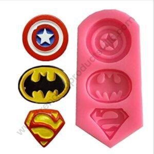 TPV® 3 Cavity Captain America Superman Batman Fondant Marzipan Mould