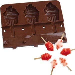TPV® 3 Cavity Ice Cream Shaped Cupcake Pocket Shaped Silicone Mould