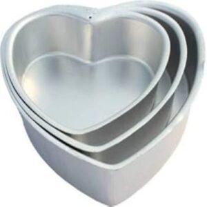 TPV® 3 Pc Aluminium Heart Cake Mould Set Sponge Baking For Microwave Oven Non Stick Cake Tins Sets 6 7 8 Inch