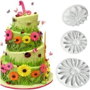 TPV® 3 Pcs/Set Baking Tools Kitchen Accessories Decorating Tools Baking Sunflower Mould Plunger Daisy Cake Mold Cookie Cutter