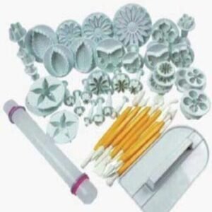 TPV® 46 Pieces Fondant Suite Cake Decorating Tools Plunger Cutters Tools With Double Headed Modeling Tools & Rolling Pin And Cake Smoother