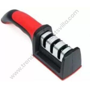 TPV® Knife Sharpener Manual for Sharpening Dull Stainless Steel,Ceramic Knife and Steel Knives for 3 Stage Kitchen Sharpening Tool ( Pack of 1 ) Red