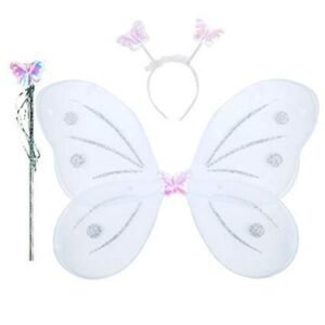 TPV® Polyester White Butterfly Wings Fairy Costume Accessories -White, 3-8 Years, For Girls
