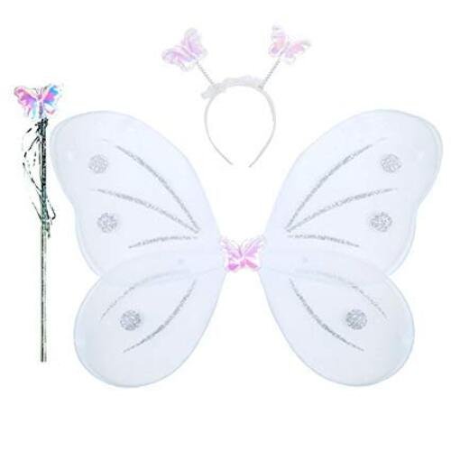 TPV® Polyester White Butterfly Wings Fairy Costume Accessories -White, 3-8 Years, For Girls