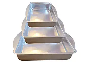 TPV® Square Shape Aluminum 3 In 1 Cake Mould Set Of 3