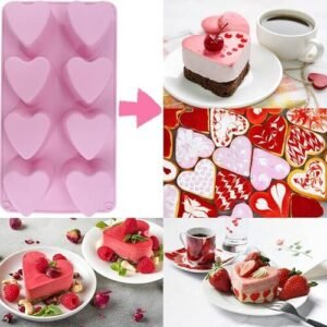 TPV® - 3D 8 In 1 Silicone Bakeware Mix Heart Shape Cupcake Moulds Muffin Mould