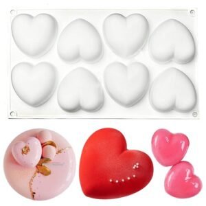TPV® - 3D Love Heart Cake Mold Silicone Cake Mold Baking Pan For Anniversary Birthday Cake, Tart, Loaf, Muffin, Brownie, Cheesecake, Pie, Flan, Bread