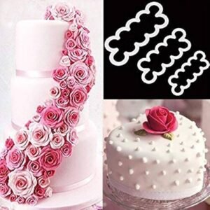 TPV® 3Pcs Cake Decoration Mold, Diy One-Piece Molded Fondant Roses Printing Mould Tool Set, Food Grade Cutter Modeling Tools For Christmas Party